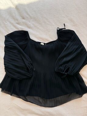 Wilfred Black Puff Sleeve Peasant Top